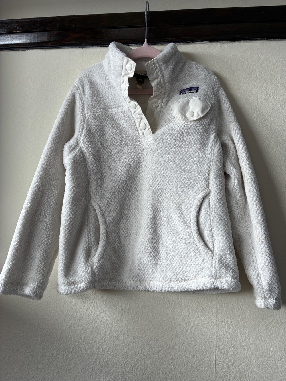 Patagonia White Cowl Snap Fleece Pullover